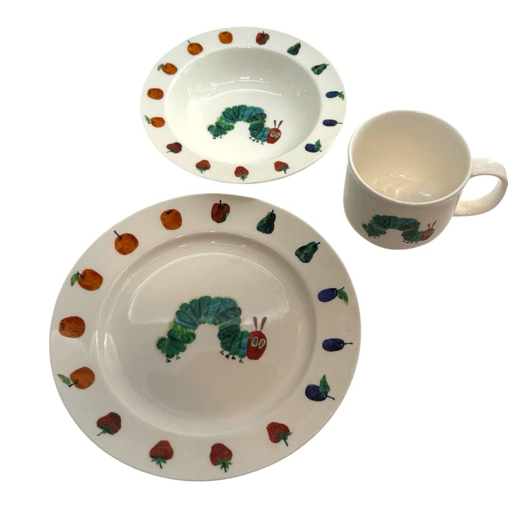 Lunt Very Hungry Caterpillar 40th Anniversary 3 Pc Stoneware Set Box Carle 2009